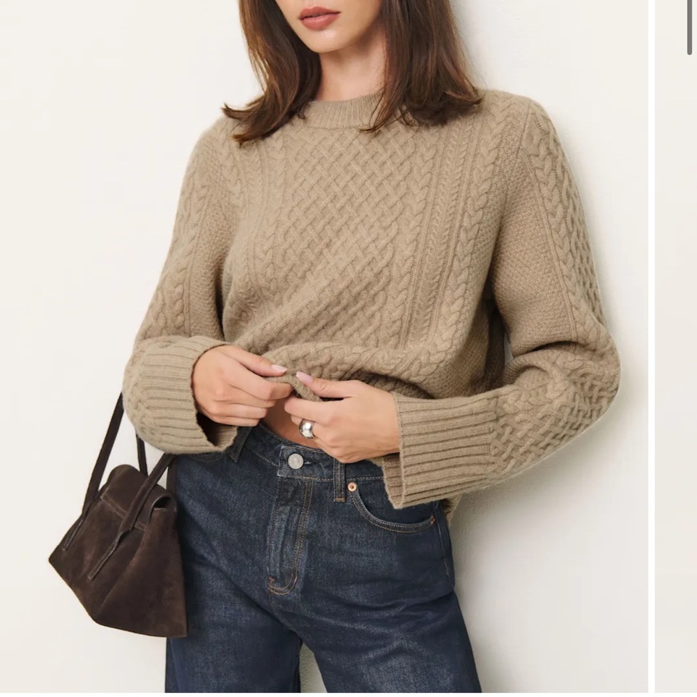 Reformation Calloway Regenerative Wool Crew Sweater in Linen Cable: NWT!